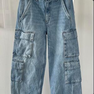 Denim Forum Relaxed Blue Cargo Jeans